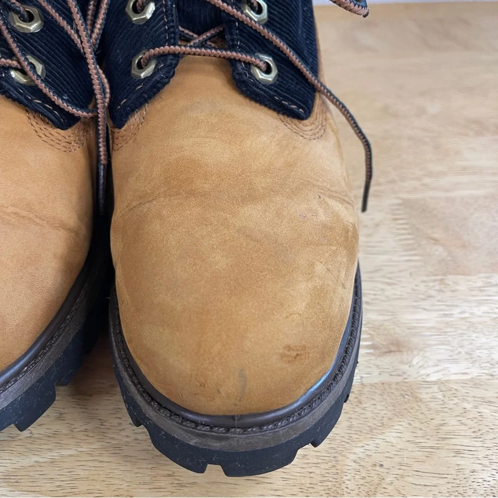 Timberland Wheat and Plaid Nubuck Tan Corduroy Waterproof Winter Boots Size 7